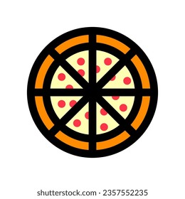 Icono de vector de pizza editable. La comida, el restaurante. Parte de una familia de iconos grandes. Perfecto para interfaces web y de aplicaciones, presentaciones, infografías, etc