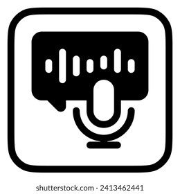 Podcast editable, audiolibro, chat, icono del vector de difusión. Aprendizaje en línea, curso, tutorial. Parte de una familia de iconos grandes. Perfecto para interfaces web y de aplicaciones, presentaciones, infografías, etc