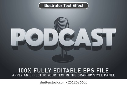 ARQUIVO EPS DE EFEITO DE TEXTO DE PODCAST EDITÁVEL