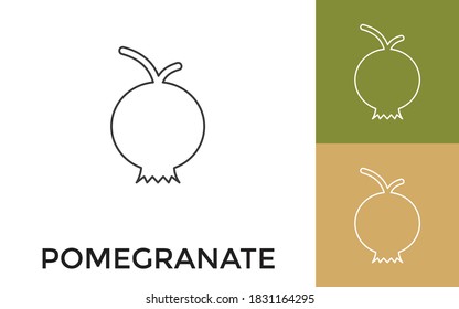 Editable Pomegranate Thin Line Icon with Title. Useful For Mobile Application, Website, Software and Print Media.