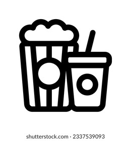 Editable popcorn, soda, snack, drink food, beverage vector icon. Movie, cinema, entertainment. Part of a big icon set family. Perfect for web and app interfaces, presentations, infographics, etc