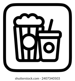 Essbares Popcorn, Limonade, Snack, Essen trinken, Getränke Vektorsymbol. Film, Kino, Unterhaltung. Teil einer großen Icon-Set-Familie. Perfekt für Web- und App-Schnittstellen, Präsentationen, Infografiken usw.