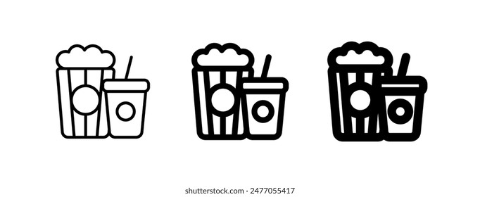 Editable popcorn, soda, snack, drink food, beverage vector icon. Movie, cinema, entertainment. Part of a big icon set family. Perfect for web and app interfaces, presentations, infographics, etc