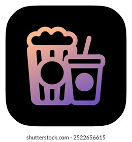 Editable popcorn, soda, snack, drink food, beverage vector icon. Movie, cinema, entertainment. Part of a big icon set family. Perfect for web and app interfaces, presentations, infographics, etc