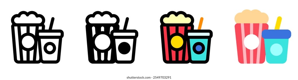 Editable popcorn, soda, snack, drink food, beverage vector icon. Movie, cinema, entertainment. Part of a big icon set family. Perfect for web and app interfaces, presentations, infographics, etc