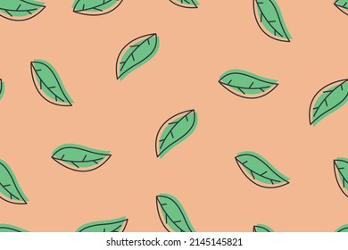 editable poplar leaf seamless vector pattern with modern style