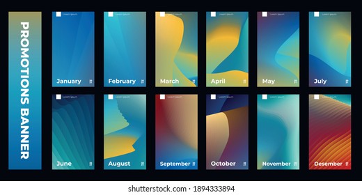 Editable post banner templates for social media ads. Promotions Portrait Banner Ad banner, with gradient color. 