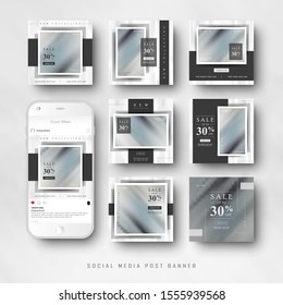 Editable Post Minimalist Black Social Media Banners and feed post, sale promotion and digital marketing, ads banner, promotion, fahsion sale Template