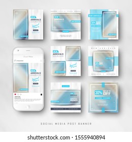 Editable Post Minimalist Blue Social Media Banners and feed post, sale promotion and digital marketing, ads banner, promotion, fahsion sale Template