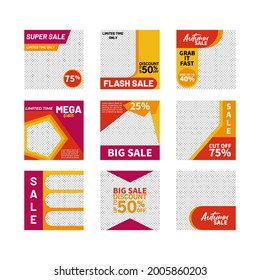 Editable post set banner template,mock up, social banner, discount, collection