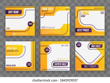 Editable post template banners for social sale media mobile apps, digital marketing. Fashion advertising. Suitable for social media stories post and web mobile ads. Vector Illustration, eps 10.