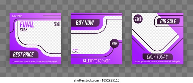 Editable post template banners for social sale media mobile apps, digital marketing. Fashion advertising. Suitable for social media stories post and web mobile ads. Vector Illustration, eps 10.