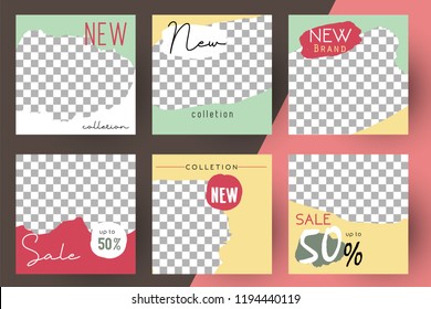 Editable Post Template Social Media Banners For Digital Marketing. Promo Brand Fashion. Stories. Streaming. Vector Illustration