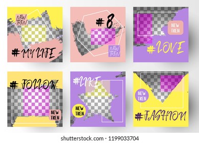 Editable Post Template Social Media Banners for Digital Marketing. Promo Brand Fashion. Stories. Streaming. Vector Illustration