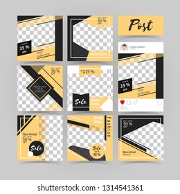 Editable Post Template Social Media Banners for Digital Marketing. Promo Brand Fashion. Vector Illustration. Eps 10  - Vector