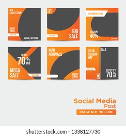 Editable Post Template Social Media Banners for Digital Marketing. Promotion Brand Fashion. Stories. Streaming. Vector Illustration - Vector