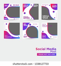 Editable Post Template Social Media Banners for Digital Marketing. Promotion Brand Fashion. Stories. Streaming. Vector Illustration - Vector
