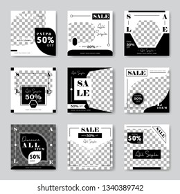 Editable Post Template Social Media Banners for Digital Marketing. Promo Brand Fashion. Stories. Streaming. Vector Illustration