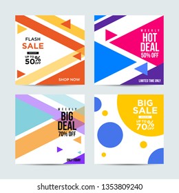 Editable Post Template Social Media Banners for Digital Marketing. Promotion Brand Fashion. Stories. Streaming. Vector Illustration - Vector