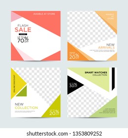 Editable Post Template Social Media Banners for Digital Marketing. Promotion Brand Fashion. Stories. Streaming. Vector Illustration - Vector