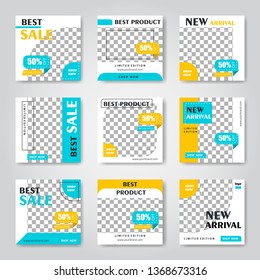 Editable Post Template Social Media Banners for Digital Marketing. Promo Brand Fashion. Stories. Streaming. Vector Illustration - Vector