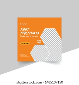 Editable Post Template Social Media Banners for Digital Marketing. Color Orange . Discount Web Banner