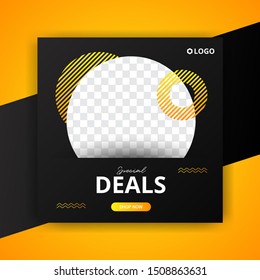 Editable Post Template Social Media Banners and feed post, sale promotion and digital marketing, Trendy background design for instagram ads. eps10 vector.