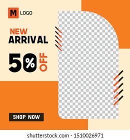 Editable Post Template Social Media Banners for Digital Marketing. Promo Brand Fashion. Facebook, Instagram, Twitter Banner Ads. Vector Illustration