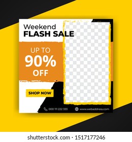 Editable Post Template Social Media Banners and feed post, sale promotion offer and digital marketing, Trendy background design for ads. eps10 vector.
