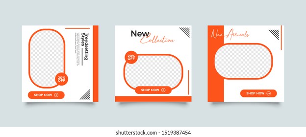 Editable Post Template Social Media Banners for Digital Marketing. Promotion Brand Fashion. Stories. Streaming. Vector Illustration - Vector