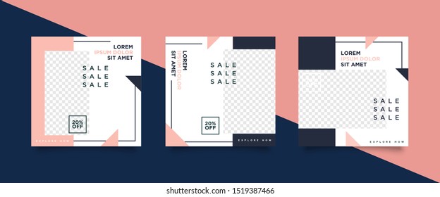 Editable Post Template Social Media Banners for Digital Marketing. Promotion Brand Fashion. Stories. Streaming. Vector Illustration - Vector
