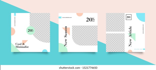 Editable Post Template Social Media Banners for Digital Marketing. Promotion Brand Fashion. Stories. Square. Streaming. Vector Illustration - Vector