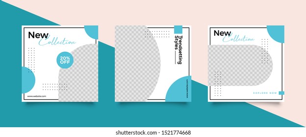 Editable Post Template Social Media Banners for Digital Marketing. Promotion Brand Fashion. Stories. Square. Streaming. Vector Illustration - Vector