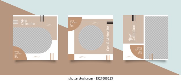 Editable Post Template Social Media Banners for Digital Marketing. Promotion Brand Fashion. Stories. Square. Streaming. Vector Illustration - Vector