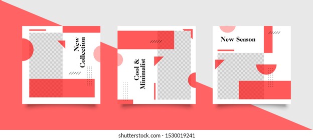 Editable Post Template Social Media Banners for Digital Marketing. Promotion Brand Fashion. Stories. Square. Streaming. Vector Illustration - Vector