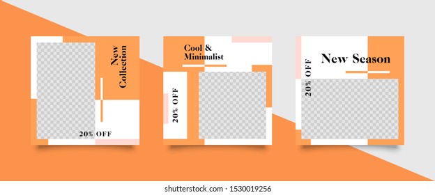 Editable Post Template Social Media Banners for Digital Marketing. Promotion Brand Fashion. Stories. Square. Streaming. Vector Illustration - Vector
