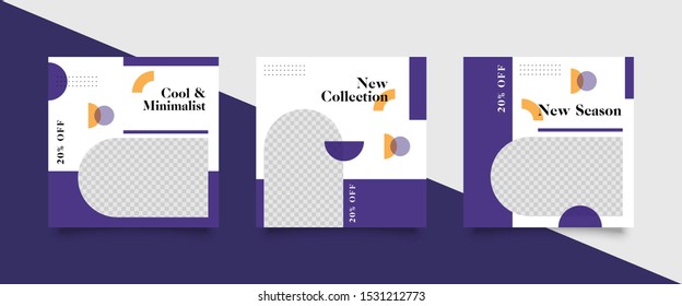 Editable Post Template Social Media Banners for Digital Marketing. Promotion Brand Fashion. Stories. Square. Streaming. Vector Illustration - Vector
