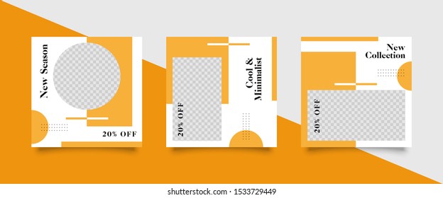 Editable Post Template Social Media Banners for Digital Marketing. Promotion Brand Fashion. Stories. Square. Streaming. Vector Illustration - eps 10