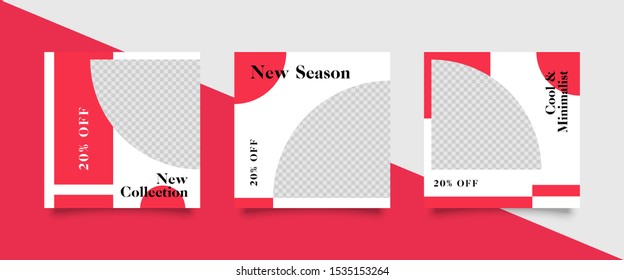 Editable Post Template Social Media Banners for Digital Marketing. Promotion Brand Fashion. Stories. Square. Streaming. Vector Illustration - eps 10