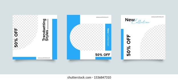 Editable Post Template Social Media Banners for Digital Marketing. Promotion Brand Fashion. Stories. Square. Streaming. Vector Illustration - Vector