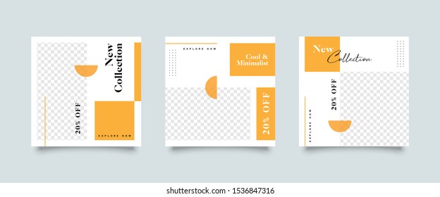 Editable Post Template Social Media Banners for Digital Marketing. Promotion Brand Fashion. Stories. Square. Streaming. Vector Illustration - Vector