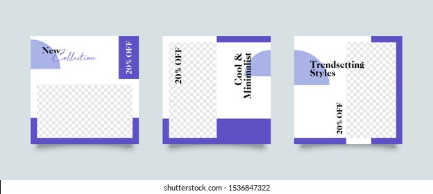 Editable Post Template Social Media Banners for Digital Marketing. Promotion Brand Fashion. Stories. Square. Streaming. Vector Illustration - Vector