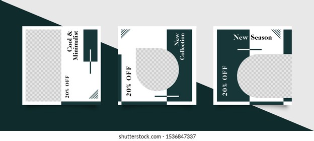 Editable Post Template Social Media Banners for Digital Marketing. Promotion Brand Fashion. Stories. Square. Streaming. Vector Illustration - Vector