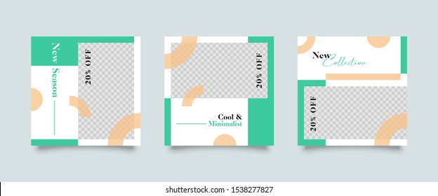 Editable Post Template Social Media Banners for Digital Marketing. Promotion Brand Fashion. Stories. Square. Streaming. Vector Illustration