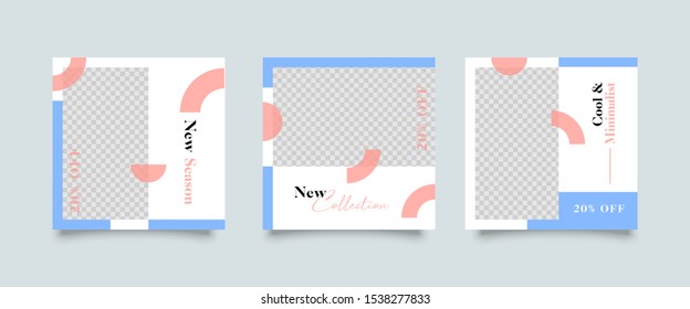 Editable Post Template Social Media Banners for Digital Marketing. Promotion Brand Fashion. Stories. Square. Streaming. Vector Illustration