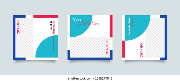 Editable Post Template Social Media Banners for Digital Marketing. Promotion Brand Fashion. Stories. Square. Streaming. Vector Illustration