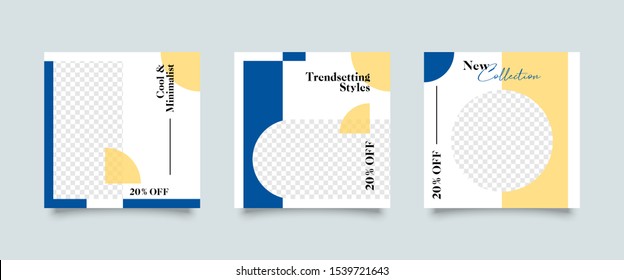 Editable Post Template Social Media Banners for Digital Marketing. Promotion Brand Fashion. Stories. Square. Streaming. Vector Illustration