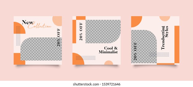 Editable Post Template Social Media Banners for Digital Marketing. Promotion Brand Fashion. Stories. Square. Streaming. Vector Illustration