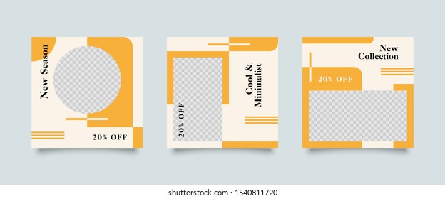 Editable Post Template Social Media Banners for Digital Marketing. Promotion Brand Fashion. Stories. Square. Streaming. Vector Illustration - eps 10