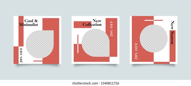Editable Post Template Social Media Banners for Digital Marketing. Promotion Brand Fashion. Stories. Square. Streaming. Vector Illustration - eps 10
